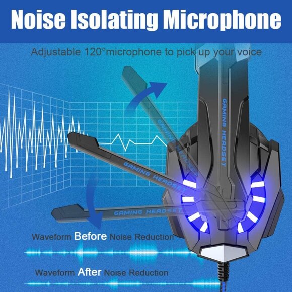 Stereo Gaming Headset for PS4 PC Xbox One PS5 Controller - Picture 4 of 8